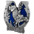 Bull Rider with Horseshoe Background Lapel Pin